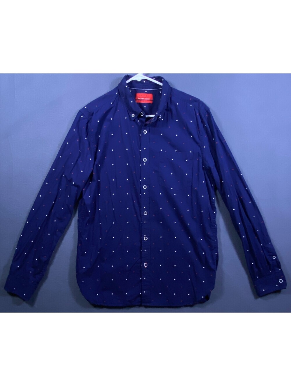 Cactus Man Shirt Sz M Slim Fit Blue Heart Diamonds Clubs Spades Cards Vegas EUC!